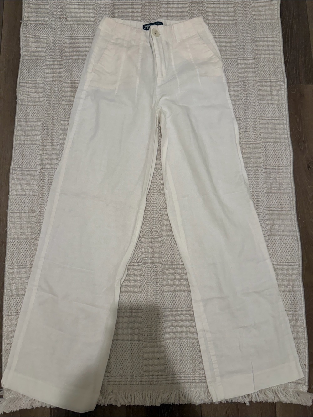 Zara Cream Wide-Leg Trousers